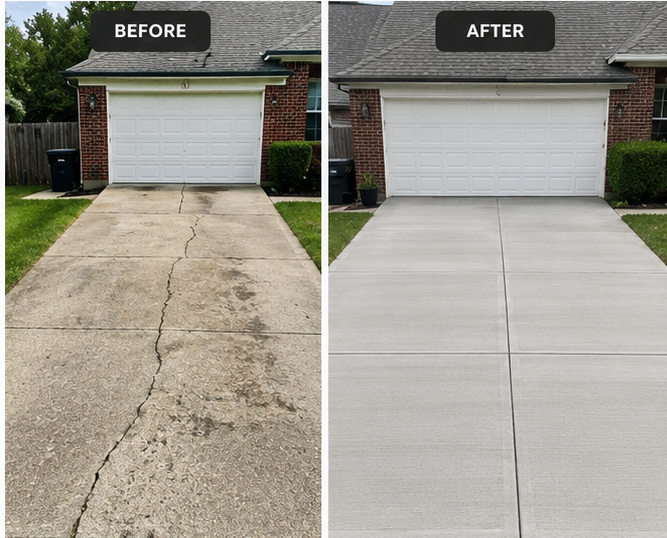 Finished concrete driveway at a home in Allen, Texas