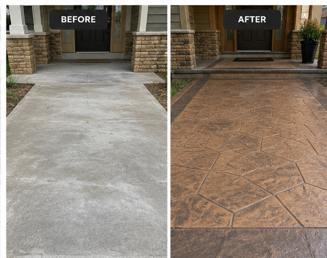 Decorative concrete pool deck and patio